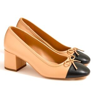 Cap toe ballet block heels